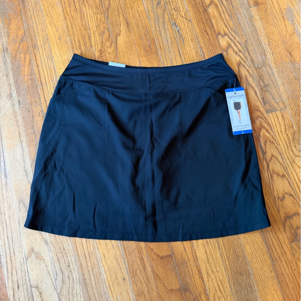 Black Athletic Skort with Side Pockets Cypress Club NWT size L large